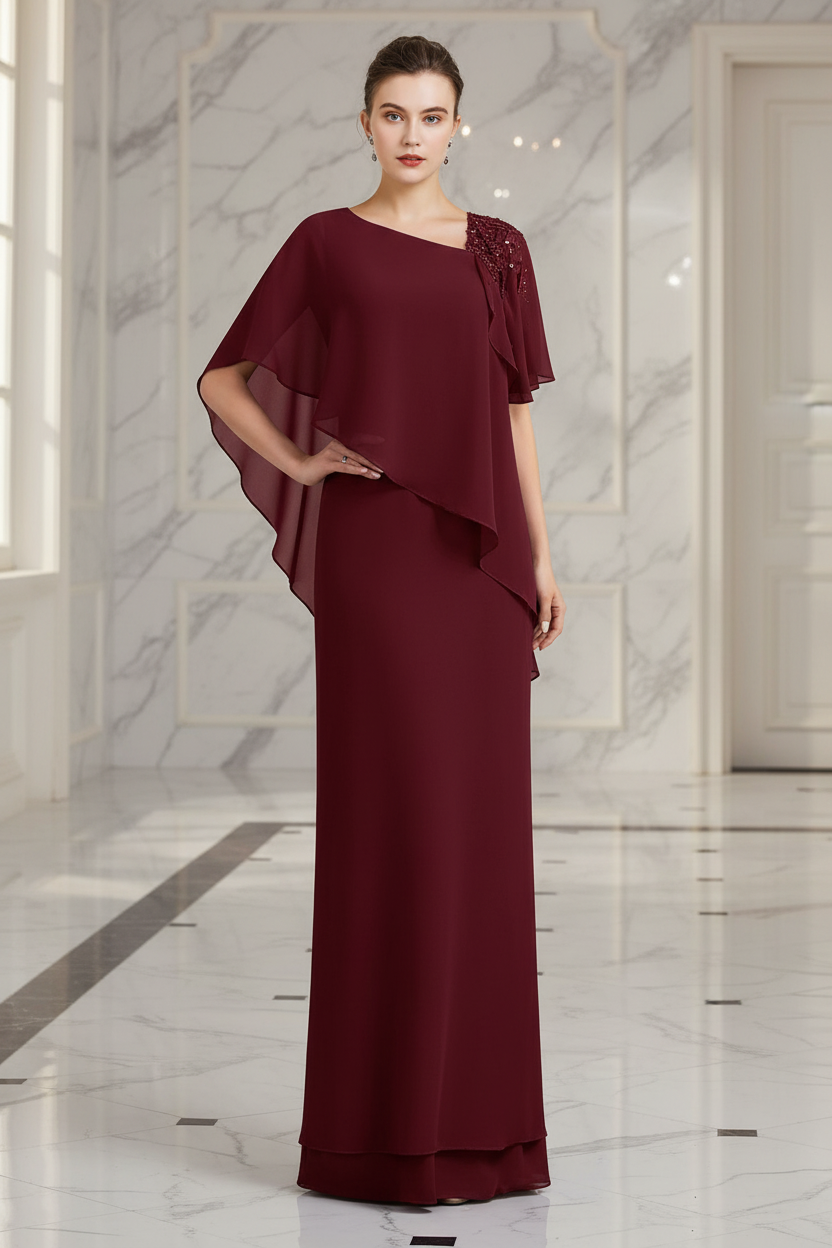 Sheath/Column Bateau Neck Floor-Length Mother of the Bride Dresses