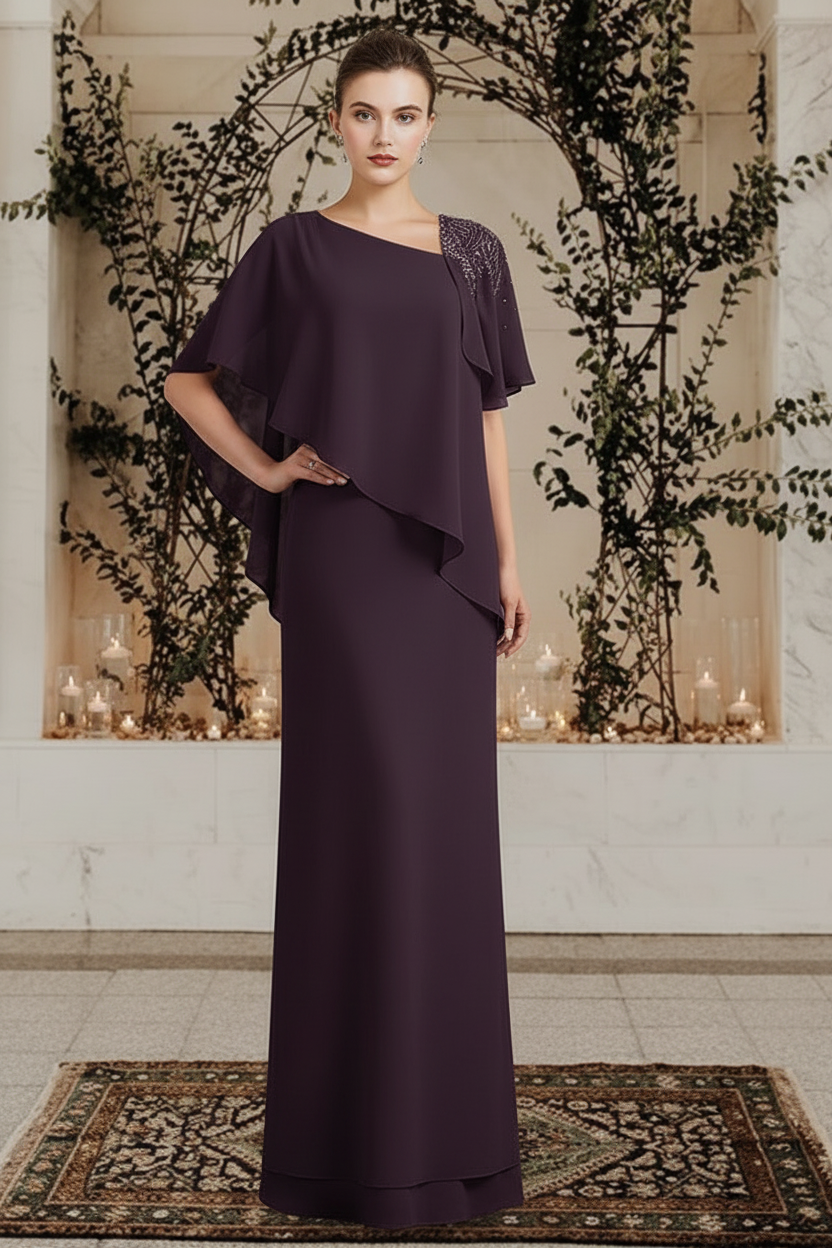 Sheath/Column Bateau Neck Floor-Length Mother of the Bride Dresses