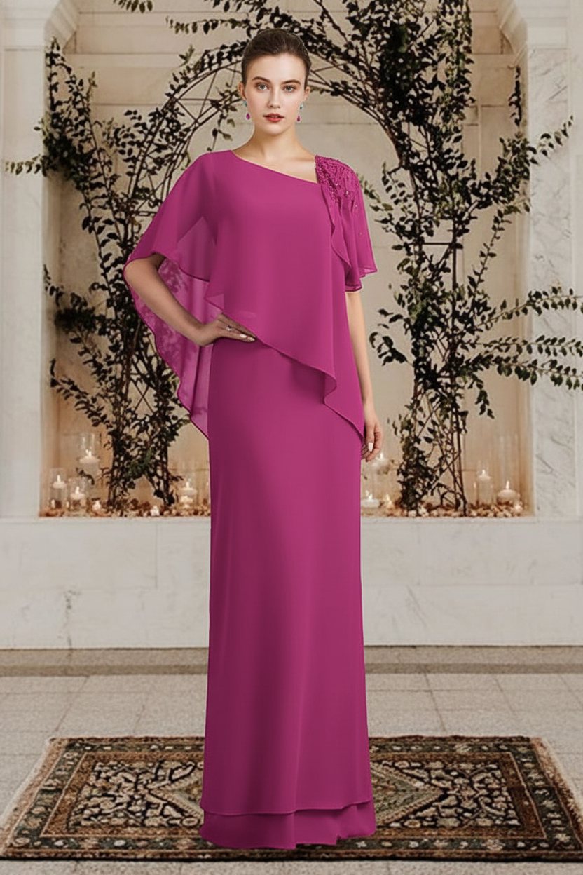 Sheath/Column Bateau Neck Floor-Length Mother of the Bride Dresses