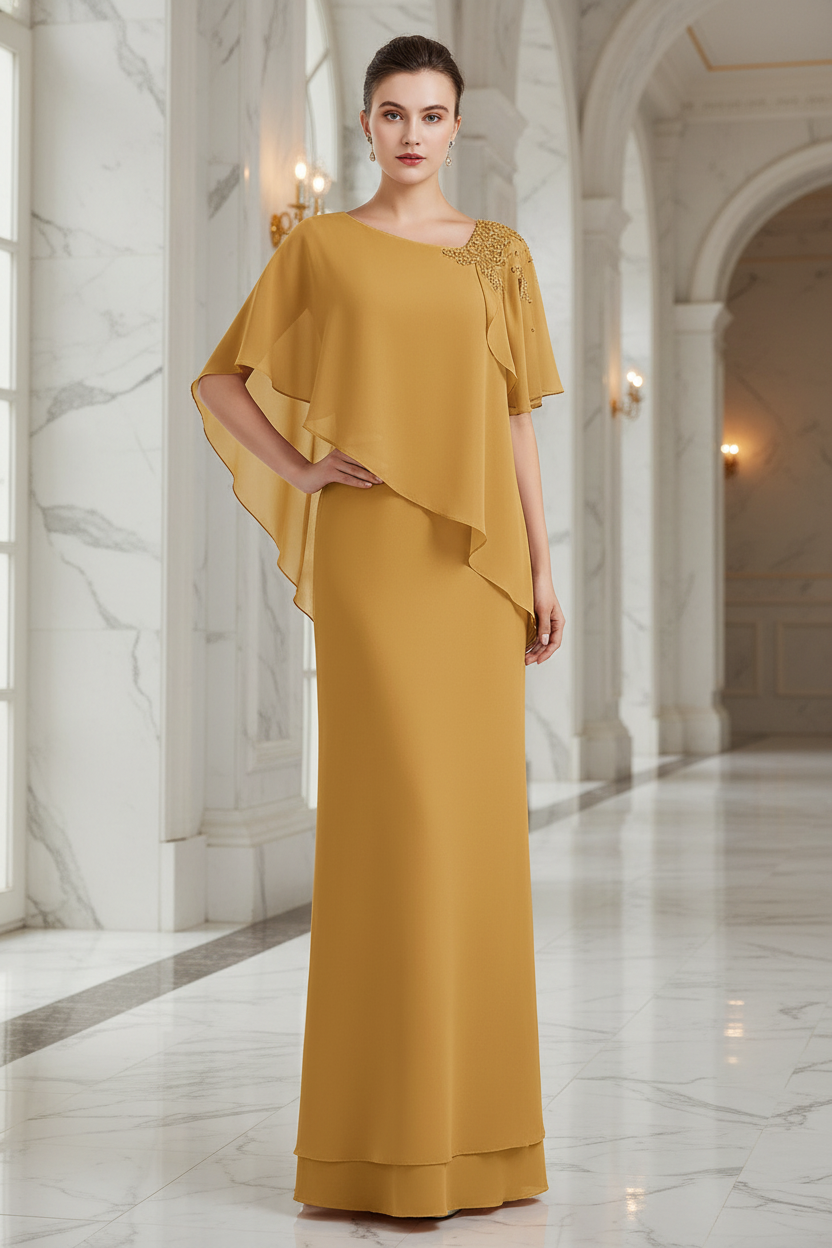 Sheath/Column Bateau Neck Floor-Length Mother of the Bride Dresses