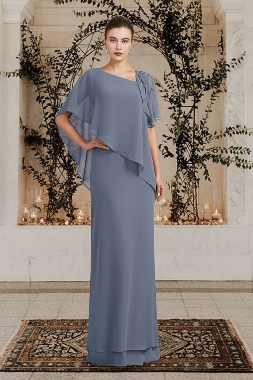Sheath/Column Bateau Neck Floor-Length Mother of the Bride Dresses