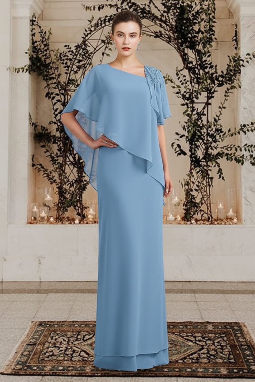 Sheath/Column Bateau Neck Floor-Length Mother of the Bride Dresses