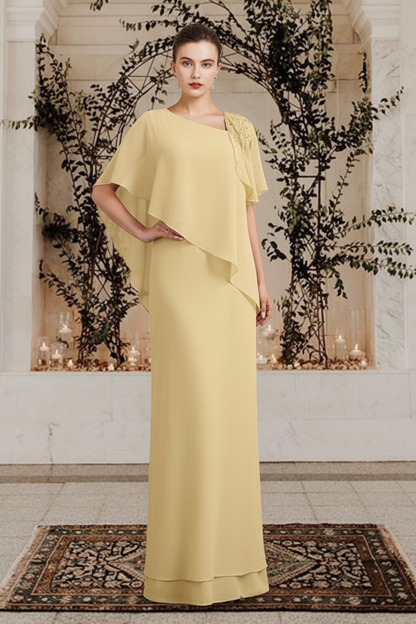 Sheath/Column Bateau Neck Floor-Length Mother of the Bride Dresses