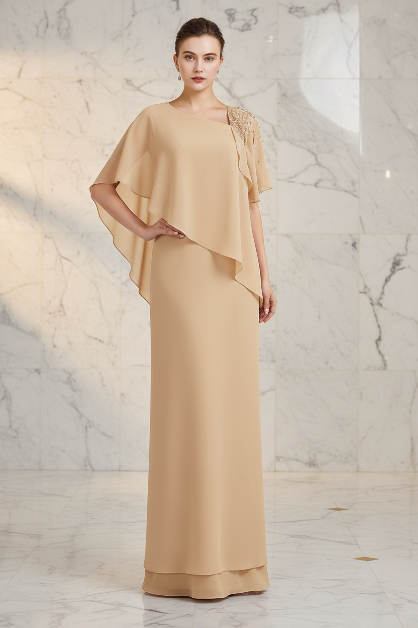 Sheath/Column Bateau Neck Floor-Length Mother of the Bride Dresses