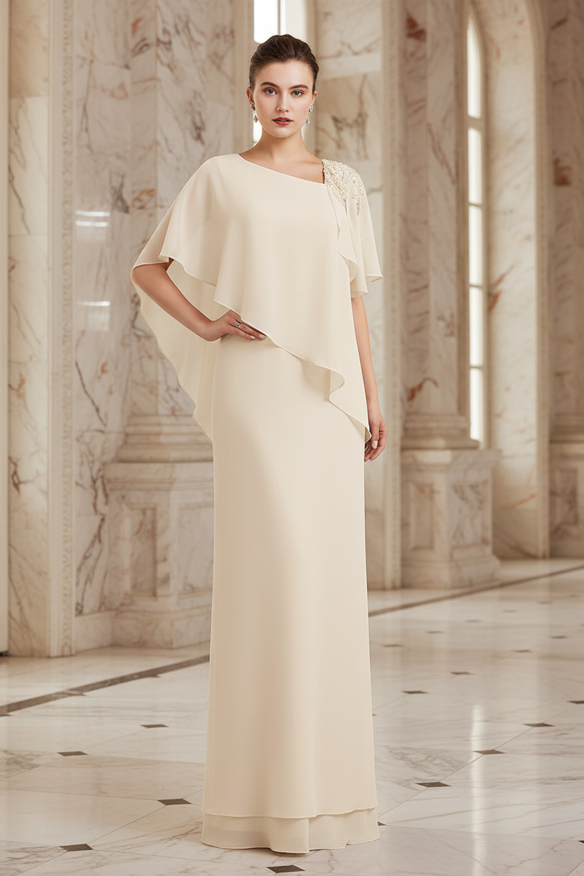 Sheath/Column Bateau Neck Floor-Length Mother of the Bride Dresses