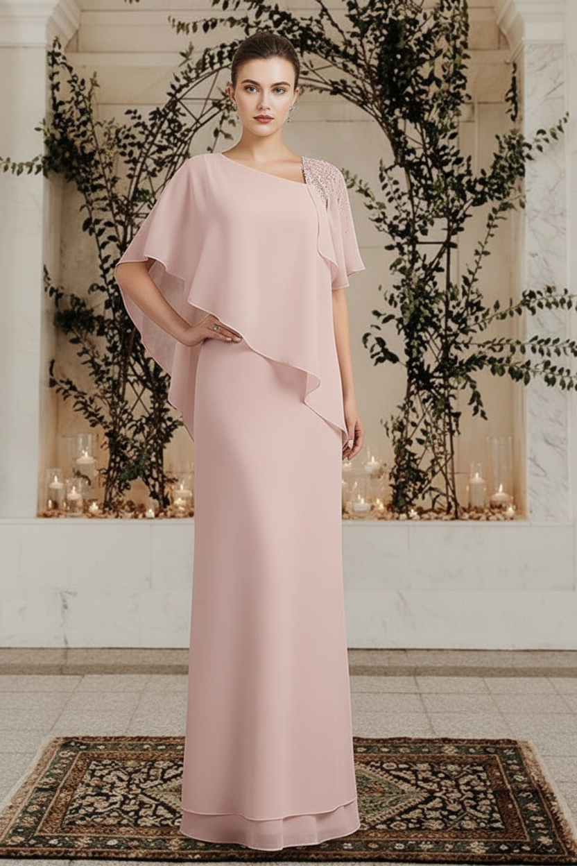 Sheath/Column Bateau Neck Floor-Length Mother of the Bride Dresses
