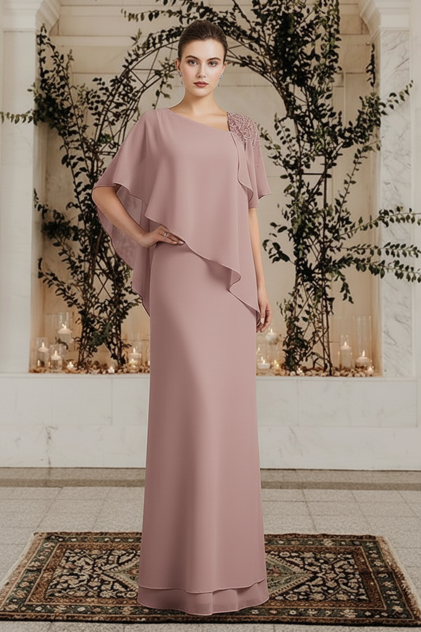 Sheath/Column Bateau Neck Floor-Length Mother of the Bride Dresses