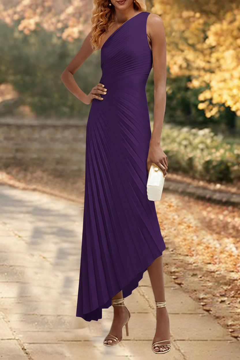 Sheath/Column One Shoulder Asymmetrical Floor-Length Mother of the Bride Dresses