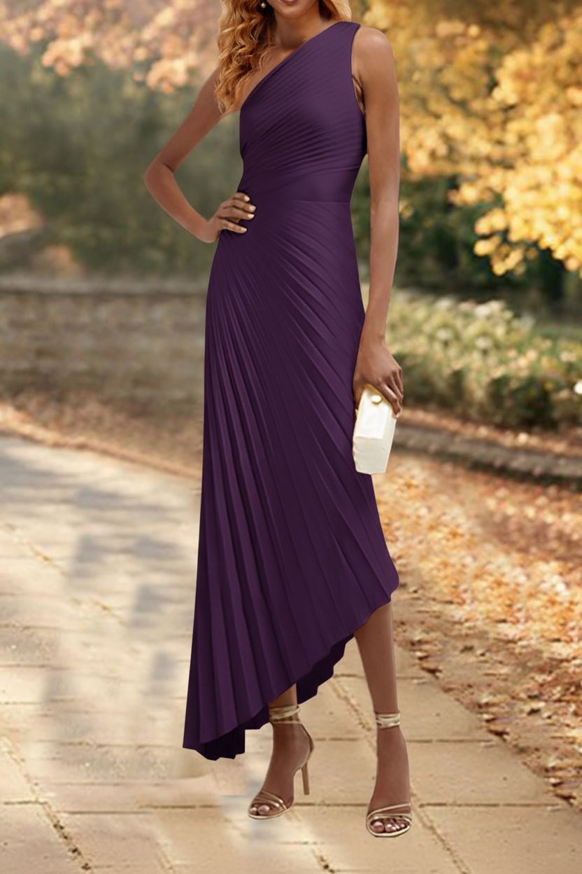 Sheath/Column One Shoulder Asymmetrical Floor-Length Mother of the Bride Dresses