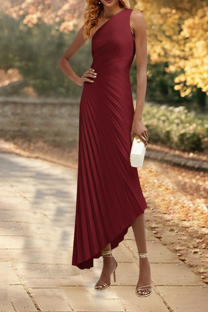 Sheath/Column One Shoulder Asymmetrical Floor-Length Mother of the Bride Dresses