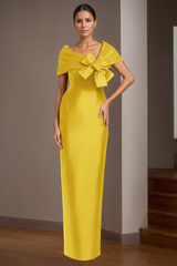 Sheath/Column Satin Floor-Length Sleeveless Asymmetrical Bow(s) Mother of the Bride Dresses