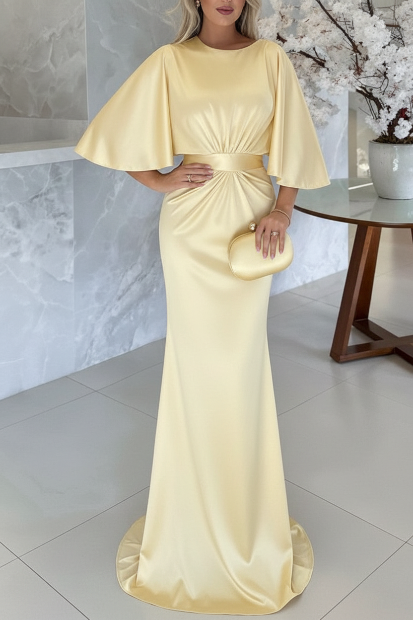 Sheath/Column Scoop 1/2 Sleeves Floor-Length Belt Mother of the Bride Dresses