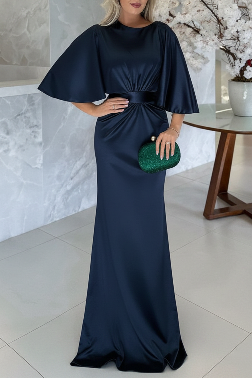 Sheath/Column Scoop 1/2 Sleeves Floor-Length Belt Mother of the Bride Dresses