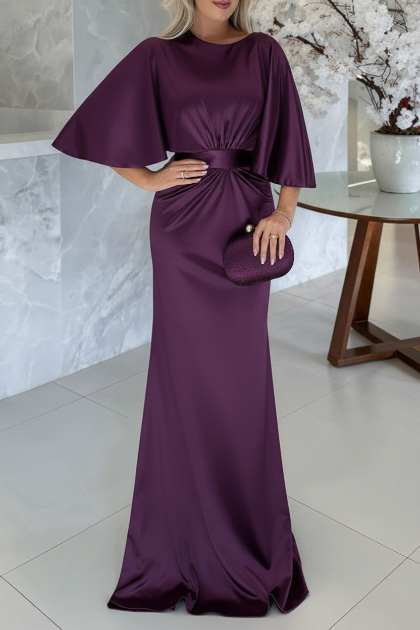 Sheath/Column Scoop 1/2 Sleeves Floor-Length Belt Mother of the Bride Dresses