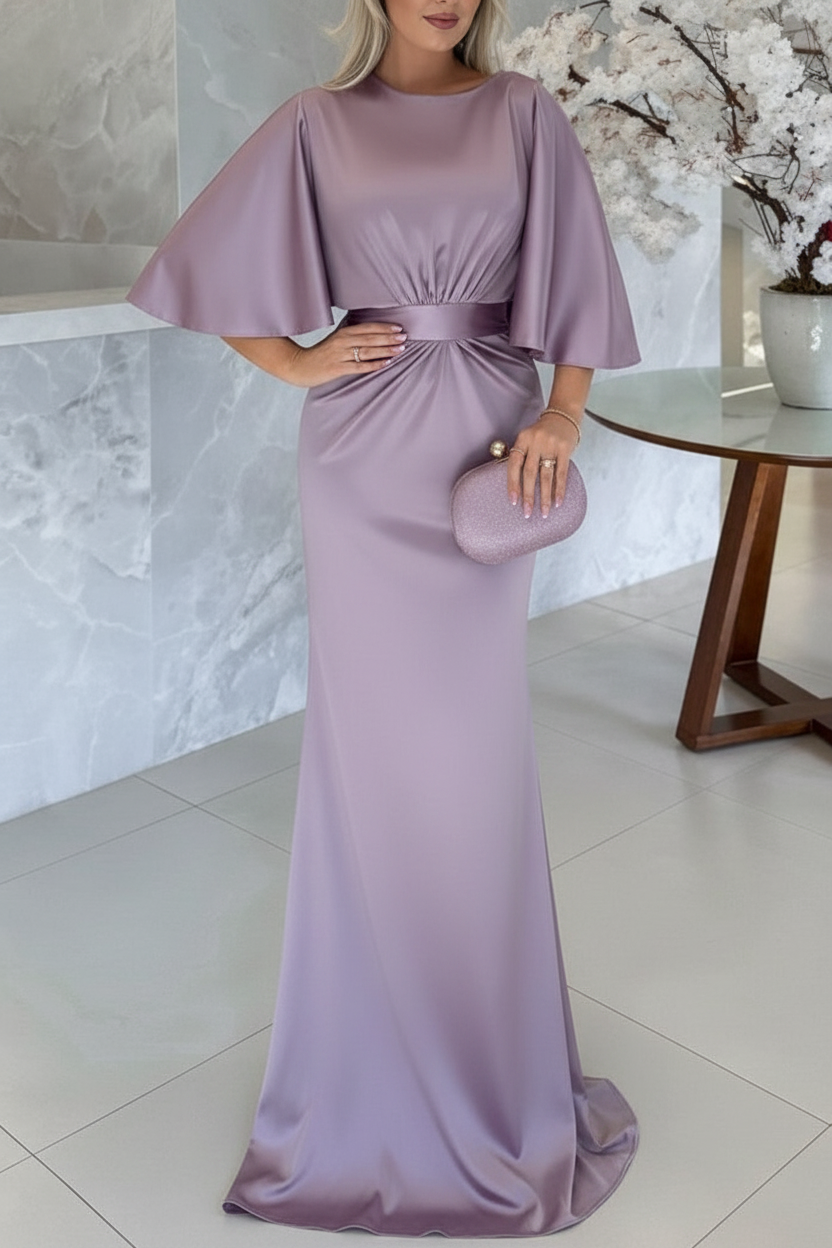 Sheath/Column Scoop 1/2 Sleeves Floor-Length Belt Mother of the Bride Dresses