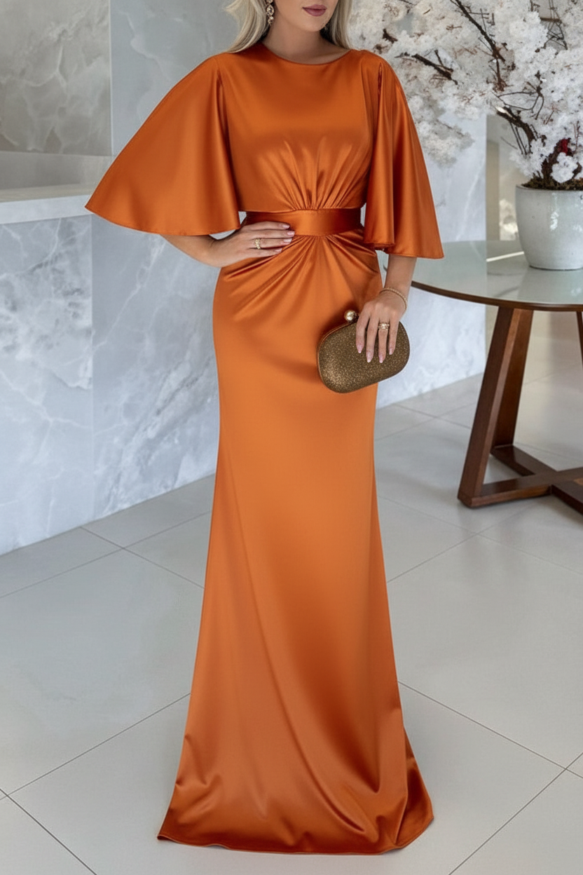Sheath/Column Scoop 1/2 Sleeves Floor-Length Belt Mother of the Bride Dresses