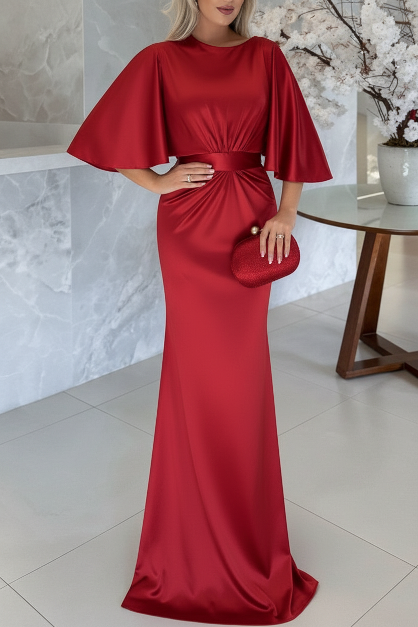 Sheath/Column Scoop 1/2 Sleeves Floor-Length Belt Mother of the Bride Dresses