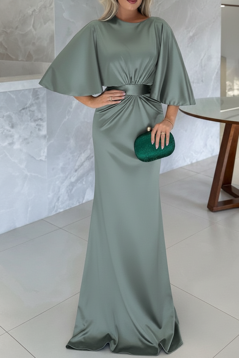 Sheath/Column Scoop 1/2 Sleeves Floor-Length Belt Mother of the Bride Dresses