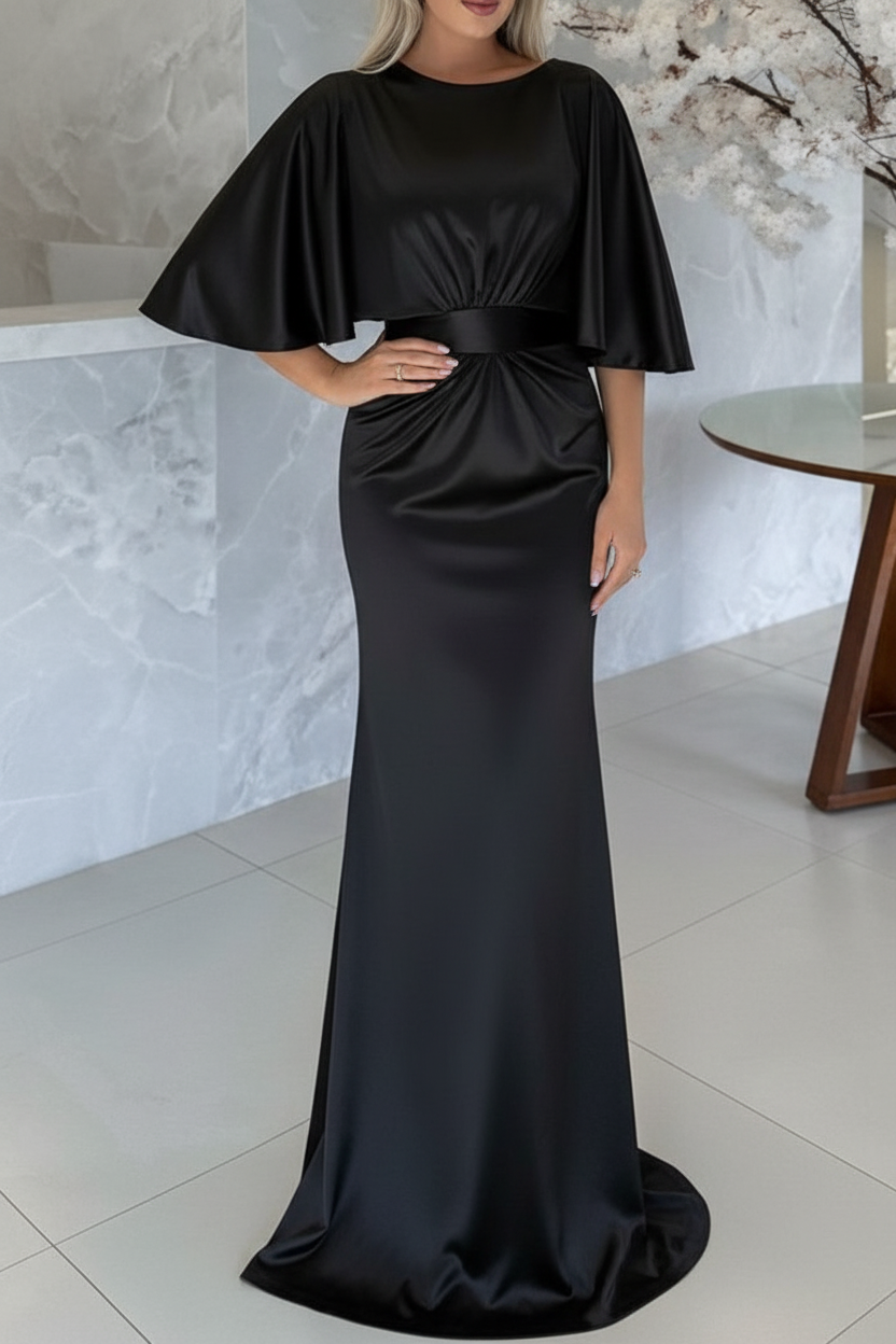 Sheath/Column Scoop 1/2 Sleeves Floor-Length Belt Mother of the Bride Dresses
