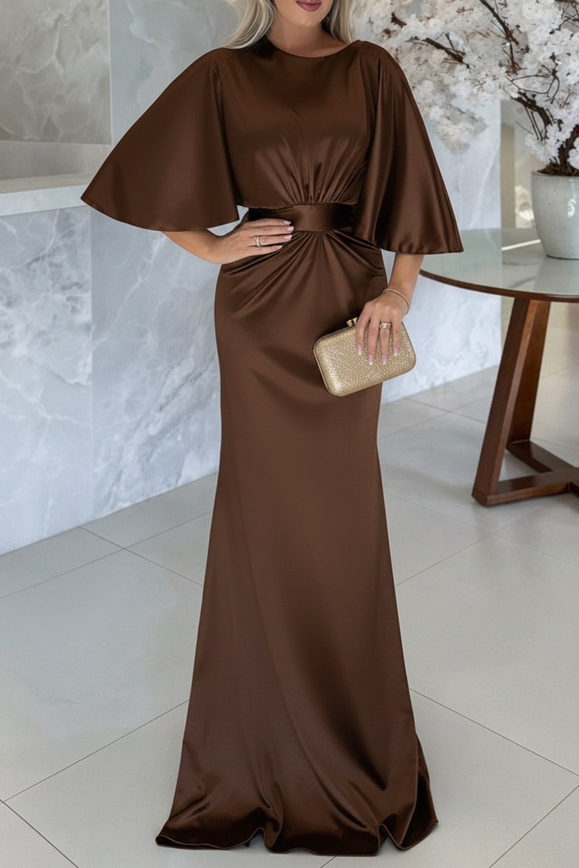 Sheath/Column Scoop 1/2 Sleeves Floor-Length Belt Mother of the Bride Dresses