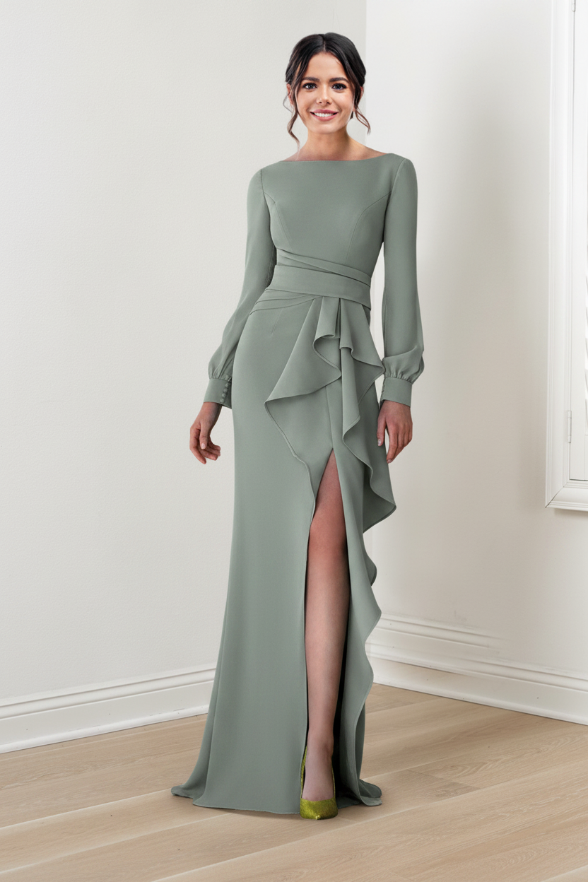 Sheath/Column Scoop Long Sleeves Mother of the Bride Dresses
