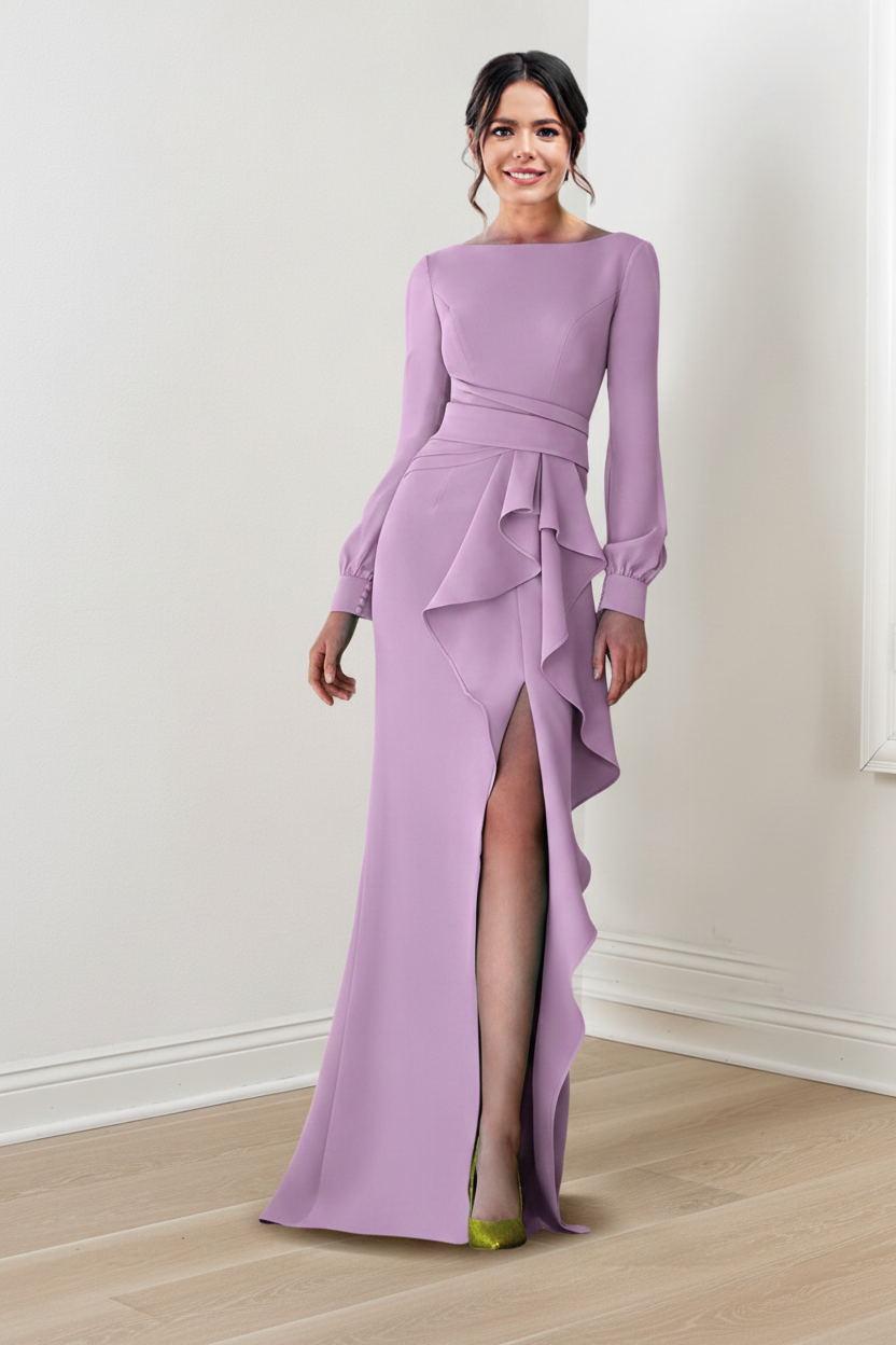 Sheath/Column Scoop Long Sleeves Mother of the Bride Dresses