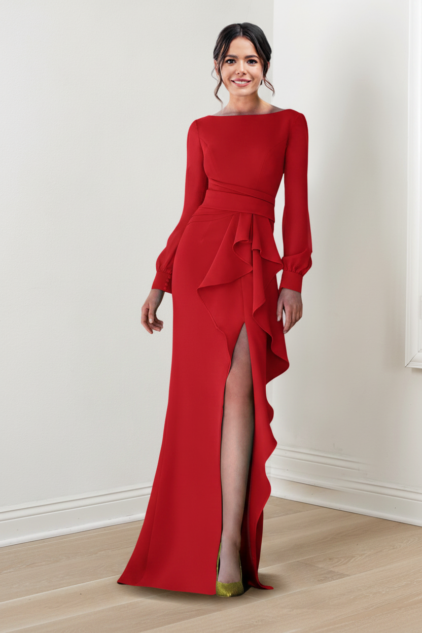 Sheath/Column Scoop Long Sleeves Mother of the Bride Dresses