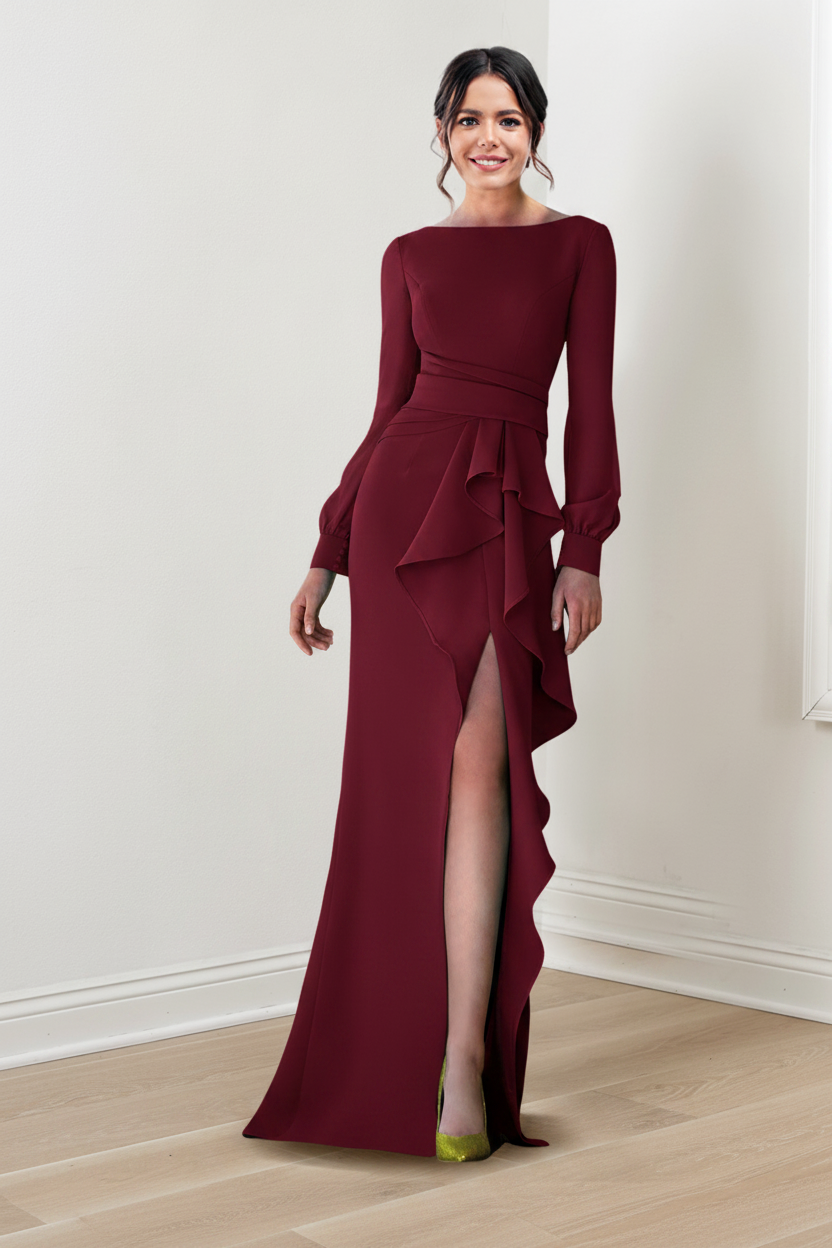 Sheath/Column Scoop Long Sleeves Mother of the Bride Dresses