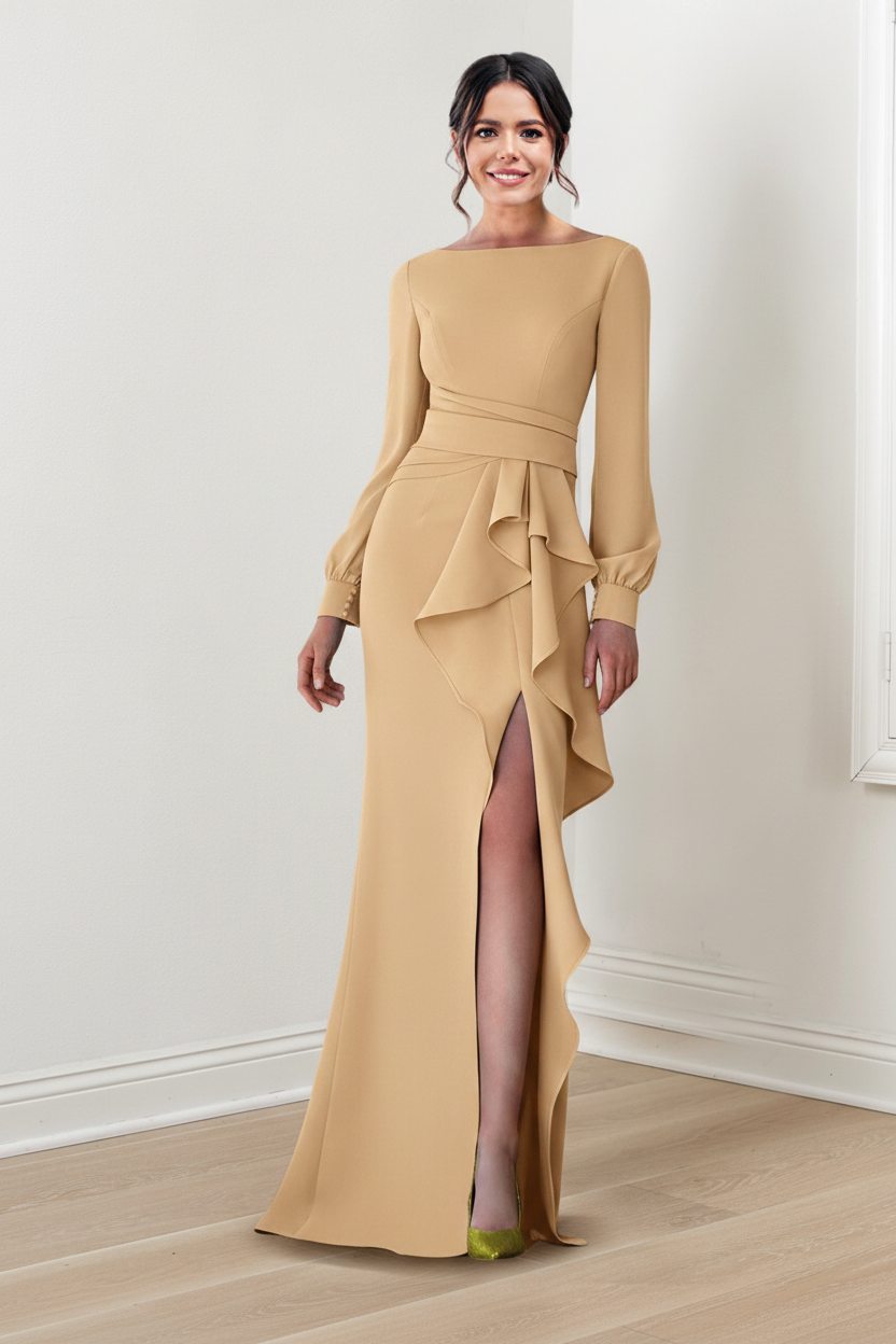 Sheath/Column Scoop Long Sleeves Mother of the Bride Dresses