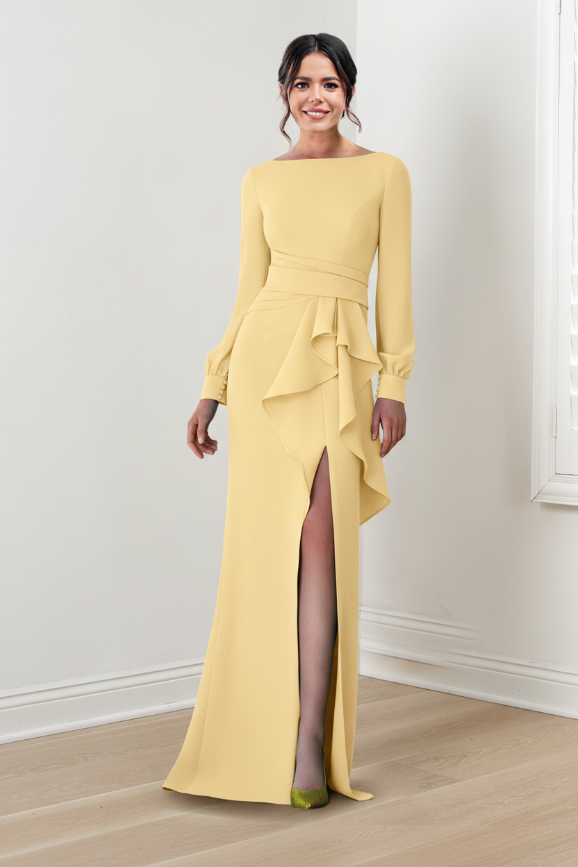 Sheath/Column Scoop Long Sleeves Mother of the Bride Dresses