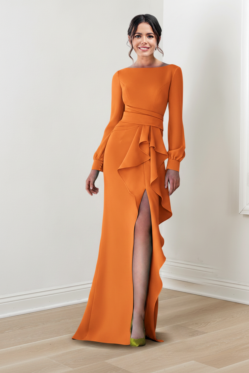 Sheath/Column Scoop Long Sleeves Mother of the Bride Dresses