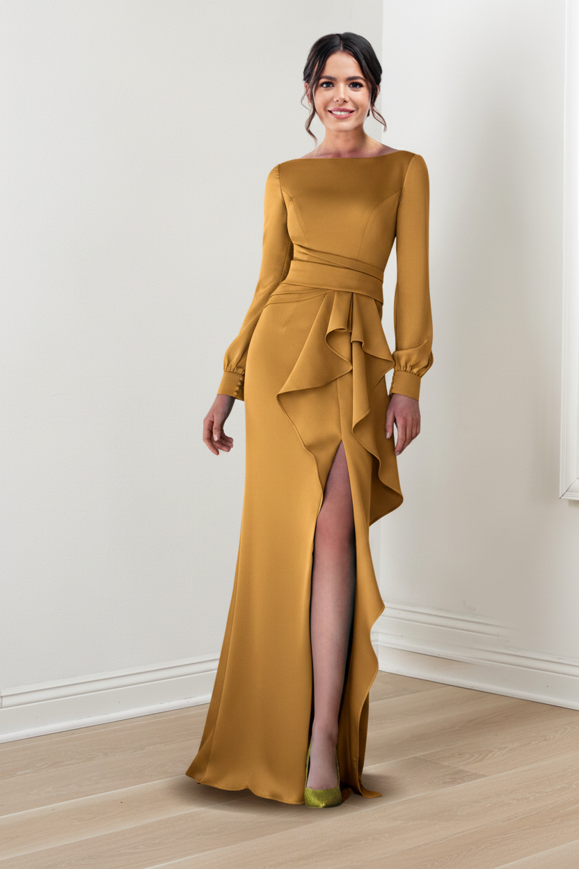 Sheath/Column Scoop Long Sleeves Mother of the Bride Dresses