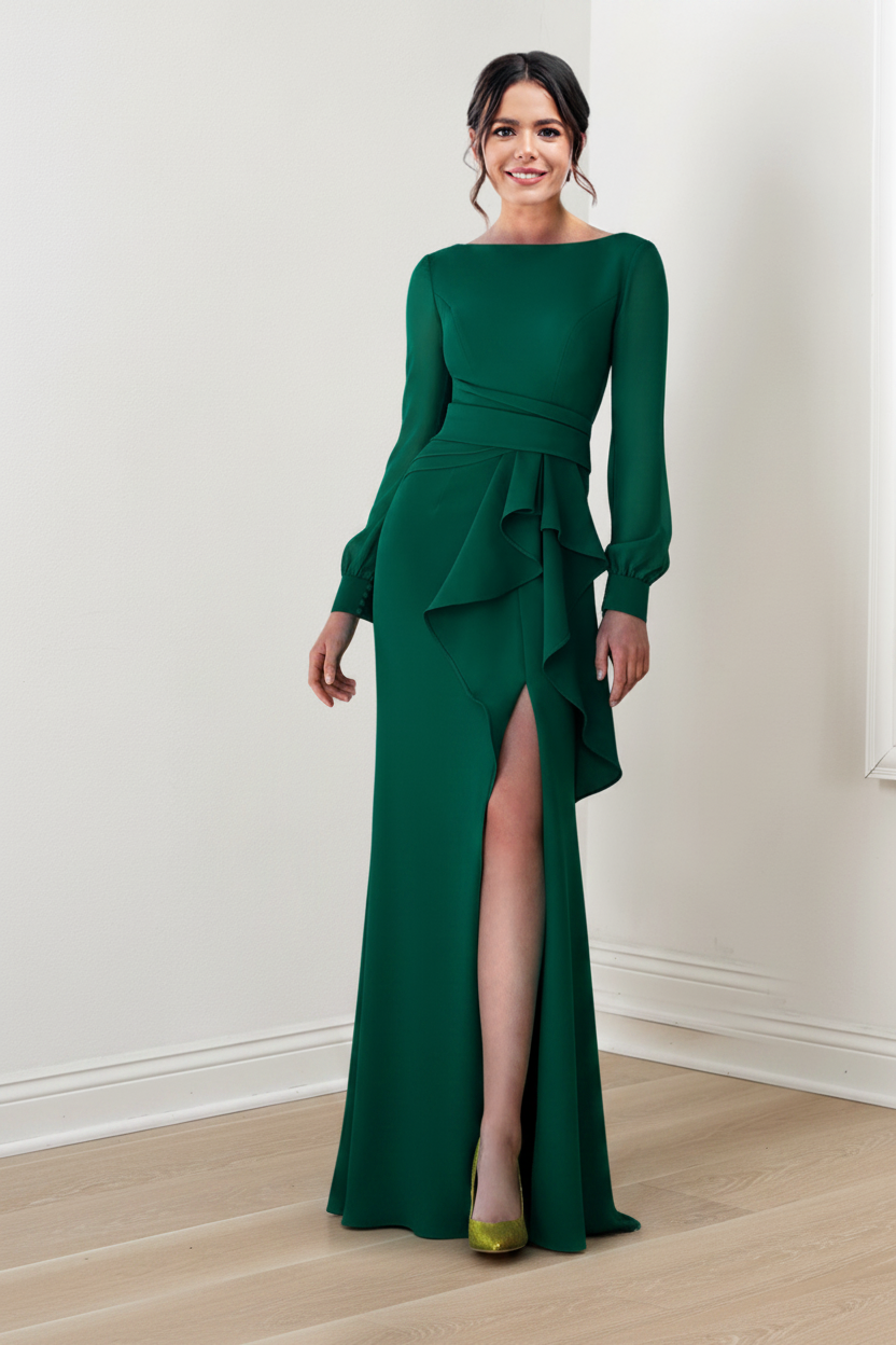 Sheath/Column Scoop Long Sleeves Mother of the Bride Dresses