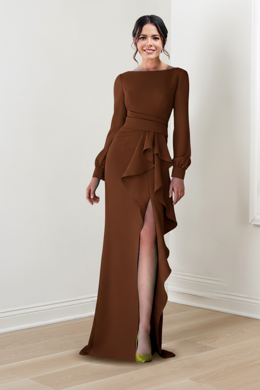 Sheath/Column Scoop Long Sleeves Mother of the Bride Dresses