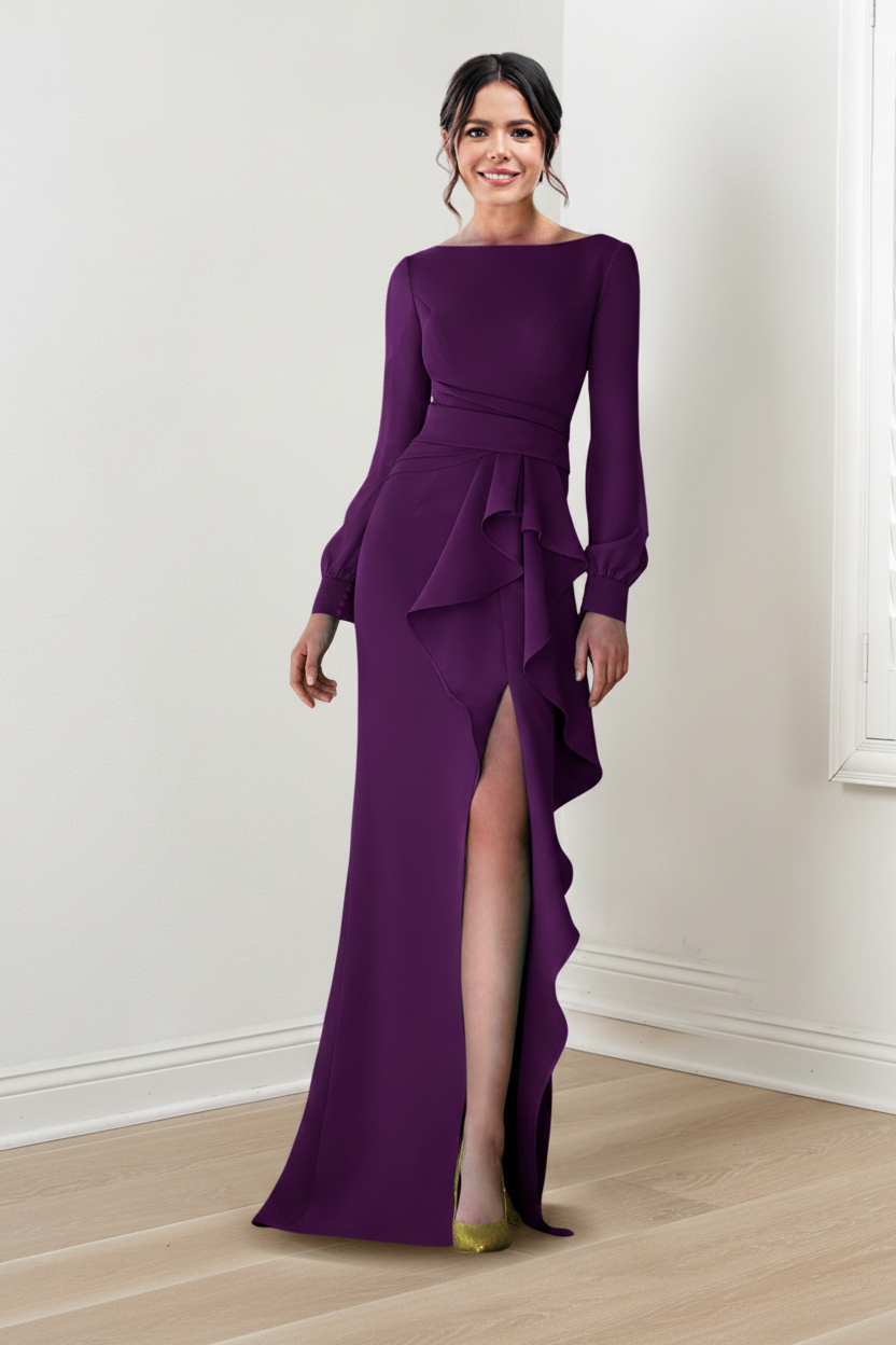 Sheath/Column Scoop Long Sleeves Mother of the Bride Dresses