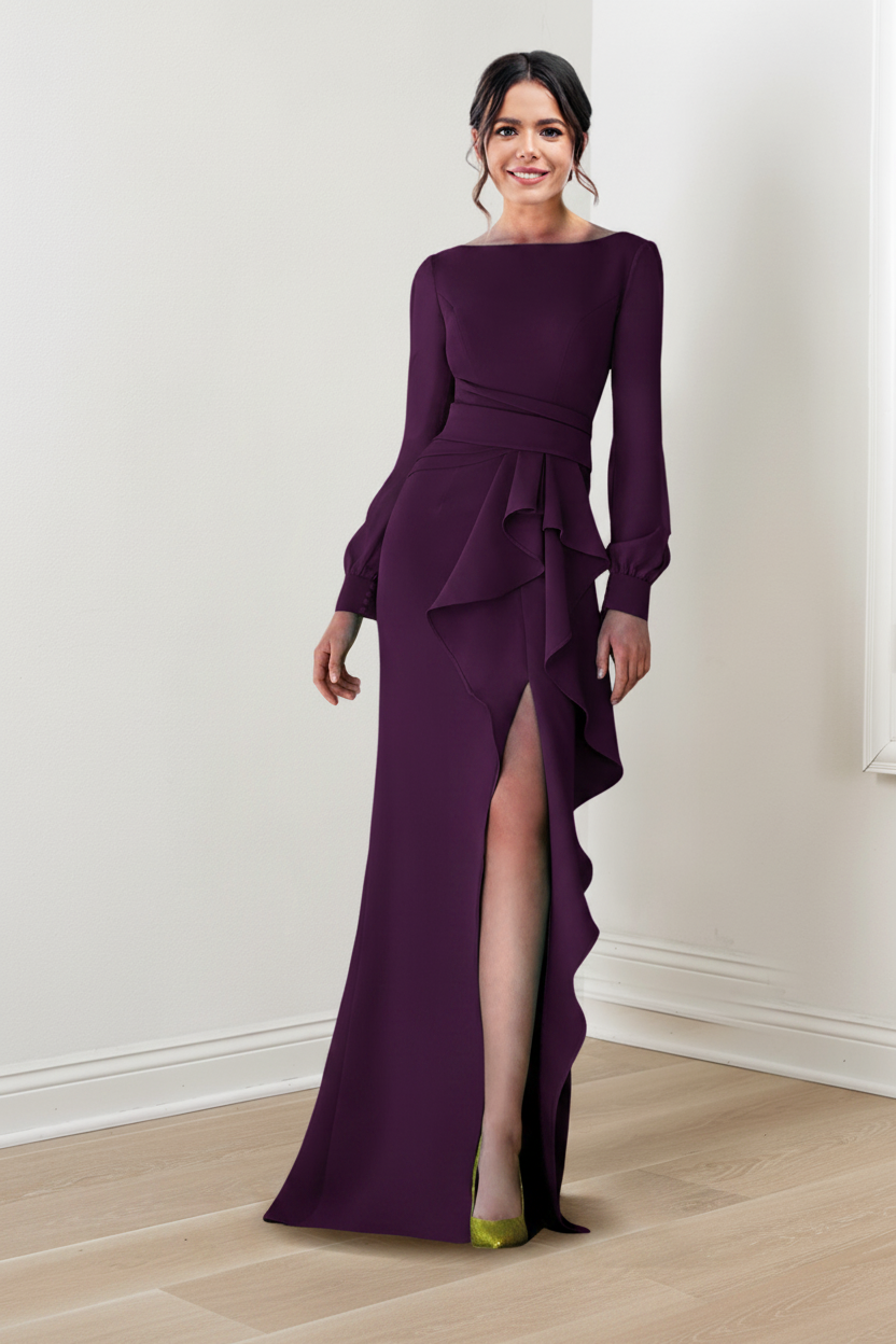 Sheath/Column Scoop Long Sleeves Mother of the Bride Dresses