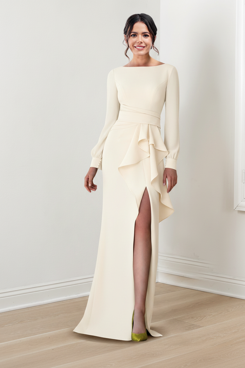 Sheath/Column Scoop Long Sleeves Mother of the Bride Dresses