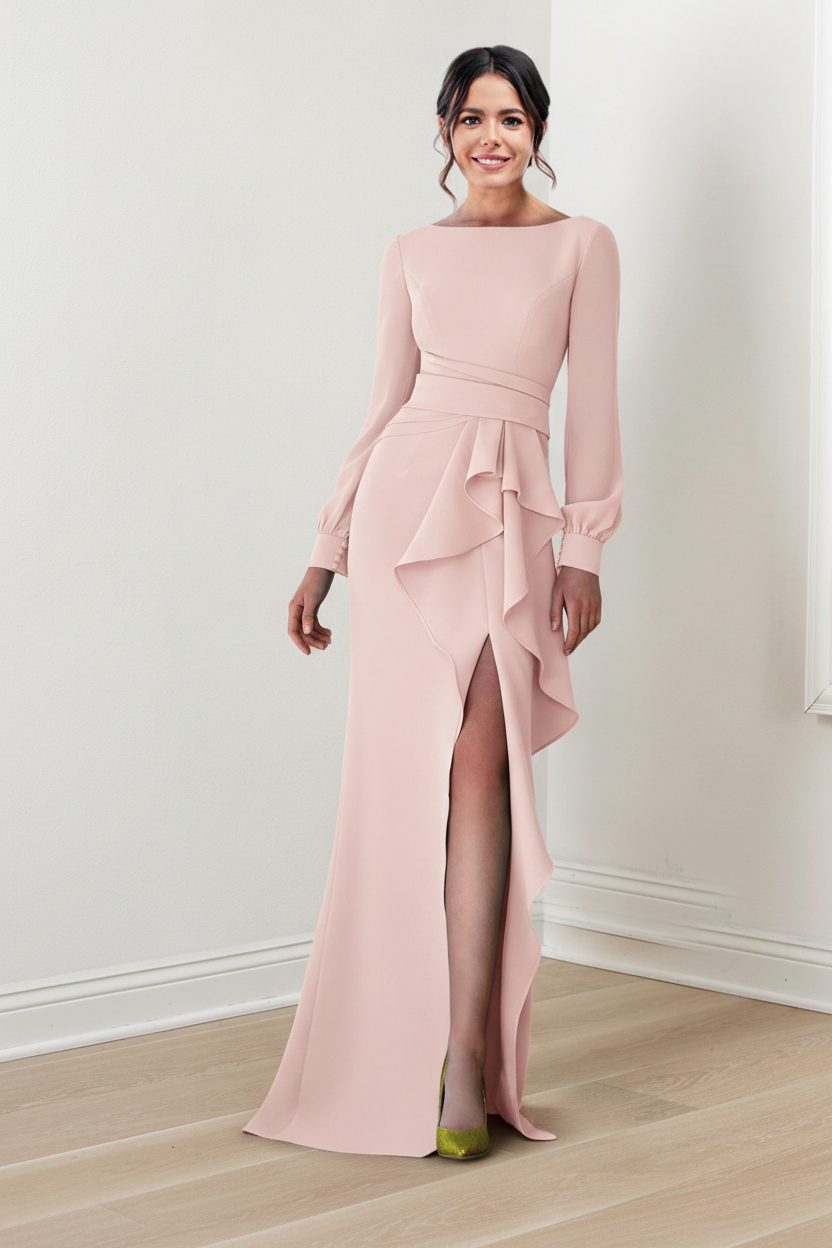 Sheath/Column Scoop Long Sleeves Mother of the Bride Dresses