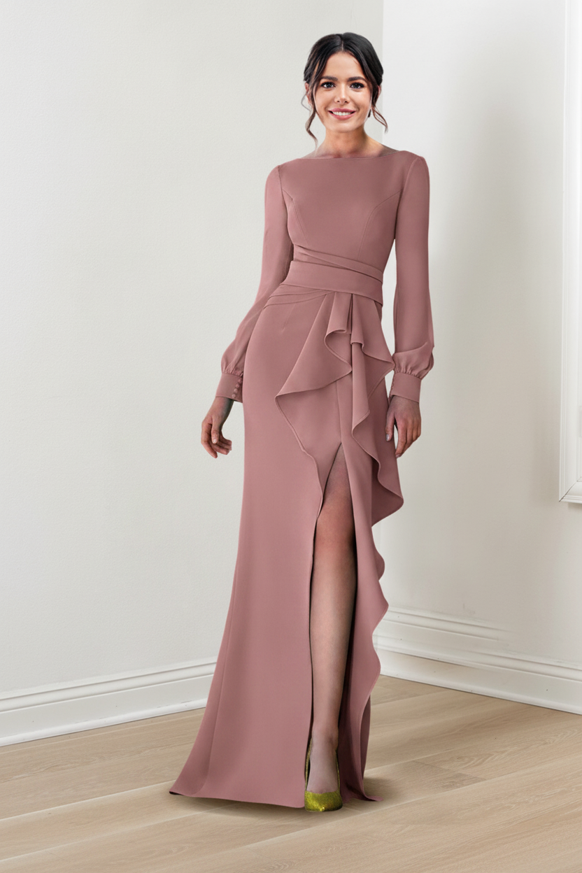 Sheath/Column Scoop Long Sleeves Mother of the Bride Dresses