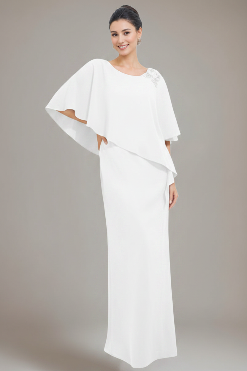 Sheath/Column Scoop Neck Mother Of The Bride & Groom Dresses with Appliques & Beadings