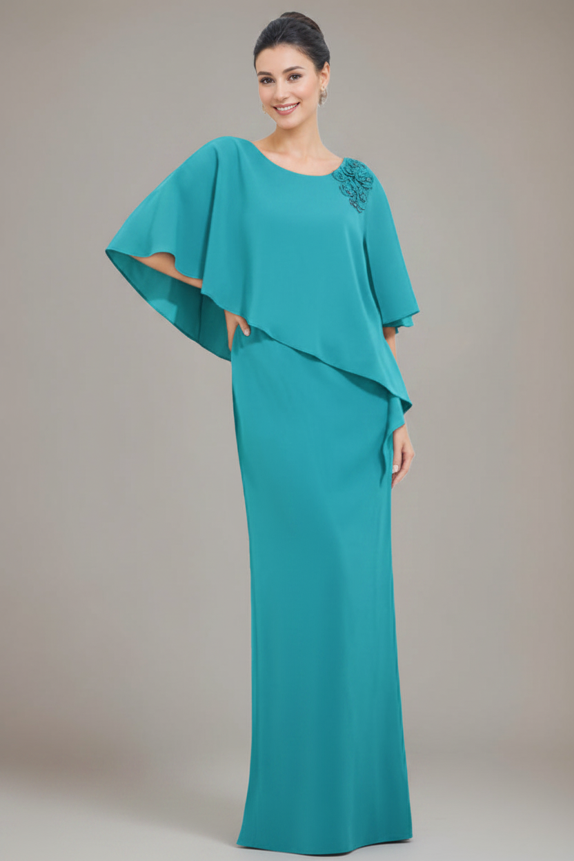 Sheath/Column Scoop Neck Mother Of The Bride & Groom Dresses with Appliques & Beadings