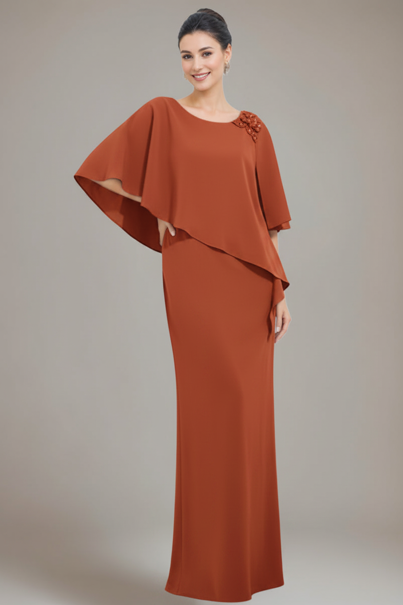 Sheath/Column Scoop Neck Mother Of The Bride & Groom Dresses with Appliques & Beadings