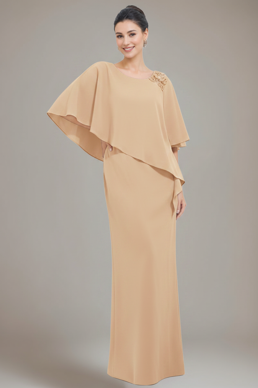 Sheath/Column Scoop Neck Mother Of The Bride & Groom Dresses with Appliques & Beadings