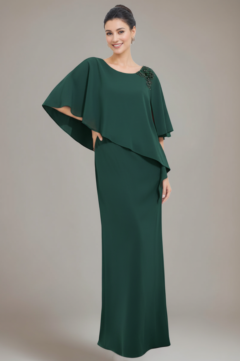 Sheath/Column Scoop Neck Mother Of The Bride & Groom Dresses with Appliques & Beadings