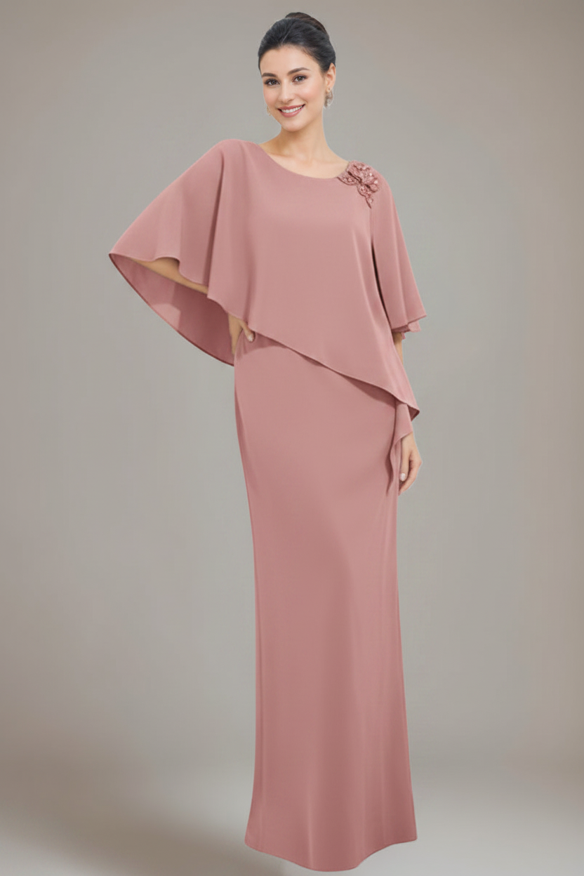 Sheath/Column Scoop Neck Mother Of The Bride & Groom Dresses with Appliques & Beadings