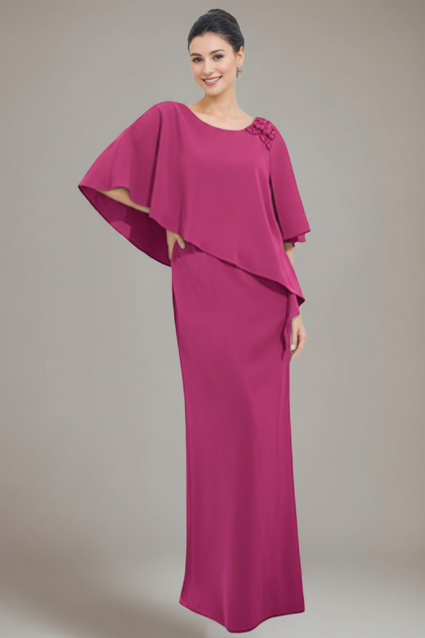 Sheath/Column Scoop Neck Mother Of The Bride & Groom Dresses with Appliques & Beadings