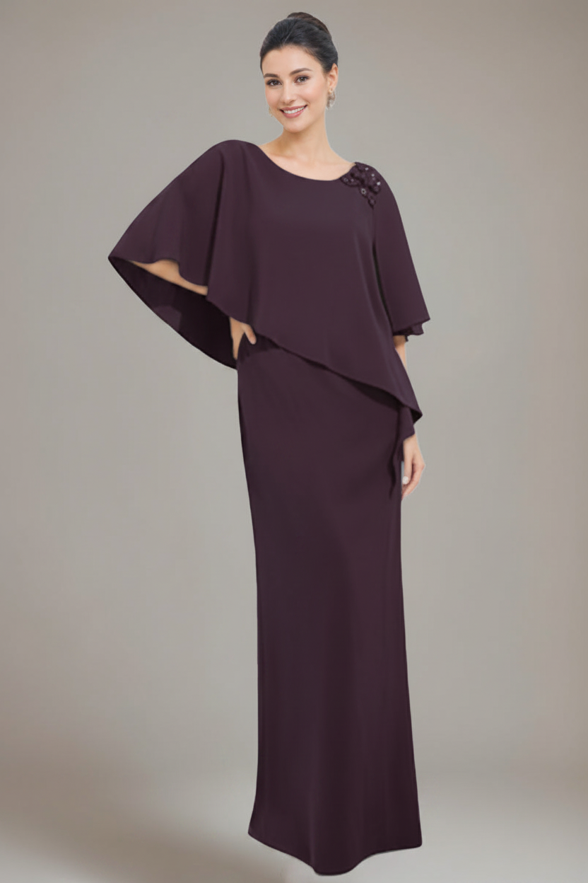 Sheath/Column Scoop Neck Mother Of The Bride & Groom Dresses with Appliques & Beadings