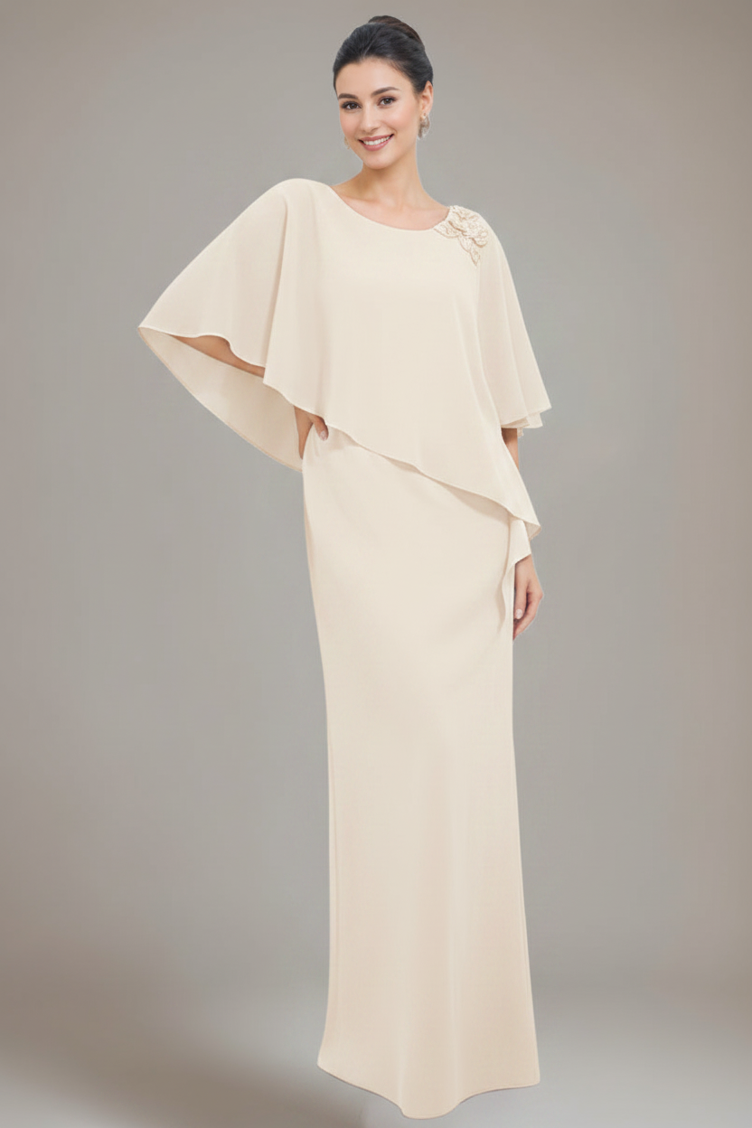 Sheath/Column Scoop Neck Mother Of The Bride & Groom Dresses with Appliques & Beadings
