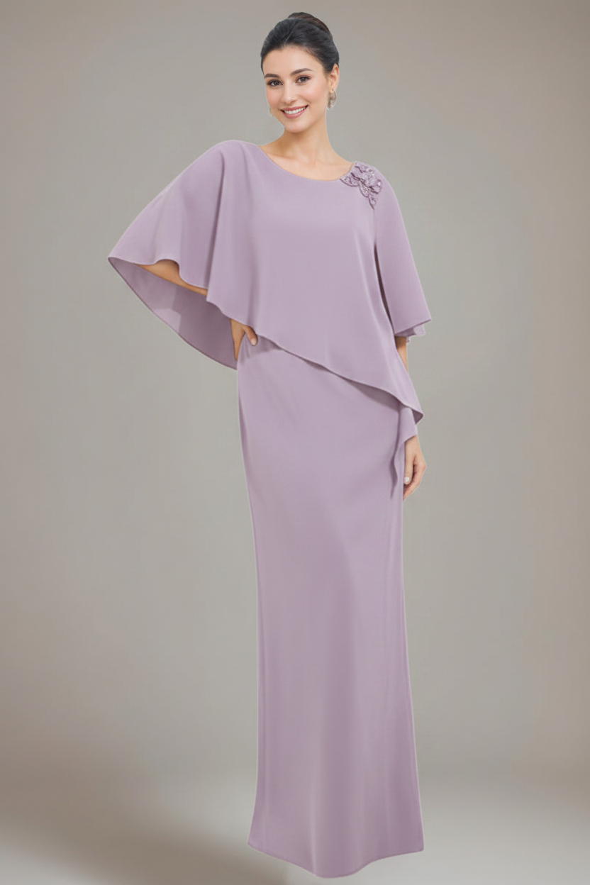 Sheath/Column Scoop Neck Mother Of The Bride & Groom Dresses with Appliques & Beadings