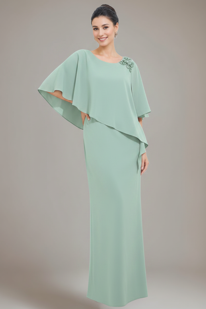 Sheath/Column Scoop Neck Mother Of The Bride & Groom Dresses with Appliques & Beadings